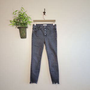 Madewell 9" High Rise Skinny Exposed Button Chewed Jegging Faded Black 28 Jeans